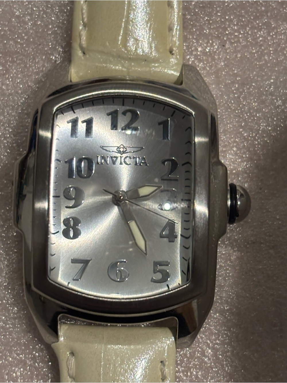 Invicta Men’s Silver Dial Watch with Cream Leather Strap